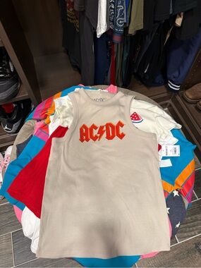 AC/DC Beige Tank Top with Red and Orange Logo - Kids
